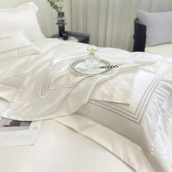 100%Cotton Bedding Set Home Textile Three Lines Embroidery Luxurious Pillowcase Sheet Quilt Cover Twin/Queen/Single Bed - Image 6
