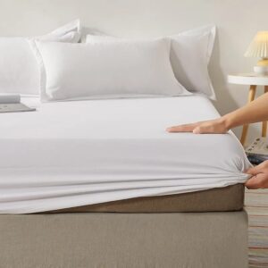 100% Cotton Fitted Bed Sheet Solid Color Mattress Cover Skin-friendly Fabric Bedspread Mattress Protector