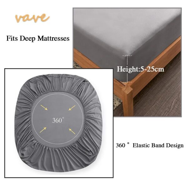 100% Cotton Fitted Bed Sheet with Elastic Band Solid Color Anti-slip Adjustable Mattress Cover for Single Double King Queen Bed - Image 3