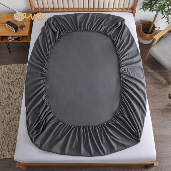 100% Cotton Fitted Bed Sheet with Elastic Band Solid Color Anti-slip Adjustable Mattress Cover for Single Double King Queen Bed - Image 5