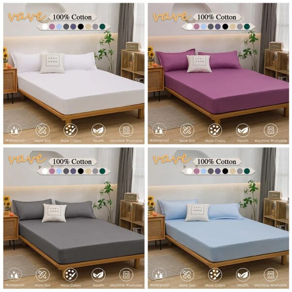 100% Cotton Fitted Bed Sheet with Elastic Band Solid Color Anti-slip Adjustable Mattress Cover for Single Double King Queen Bed - Image 6