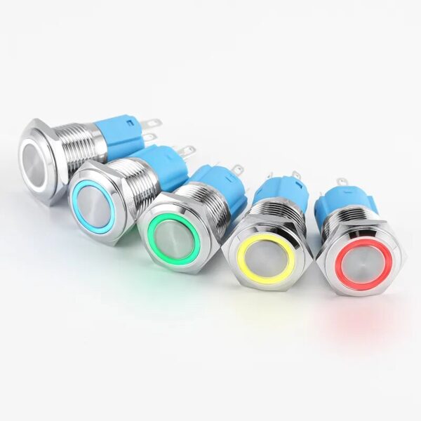 12mm 16mm 19mm 22mm metal push button on off switch power LED light Waterproof Flat circular button 3v 6v 12v 24v 110v 220v ip65 - Image 2