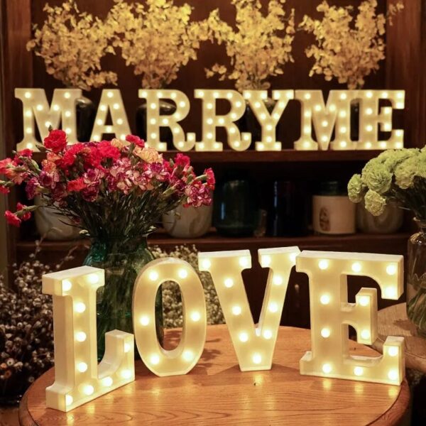 16/21CM DIY Luminous Lights LED Letter Night Light Creative Letters Alphabet Number Battery Lamp Romantic Party Decoration - Image 2