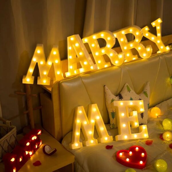 16/21CM DIY Luminous Lights LED Letter Night Light Creative Letters Alphabet Number Battery Lamp Romantic Party Decoration - Image 5