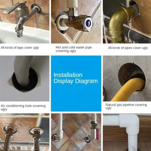 1PCS Self-Adhesive Stainless Steel Faucet Decorative Cover Water Pipe Chrome Finish Wall Covers for Bathroom Faucet Accessories - Image 5