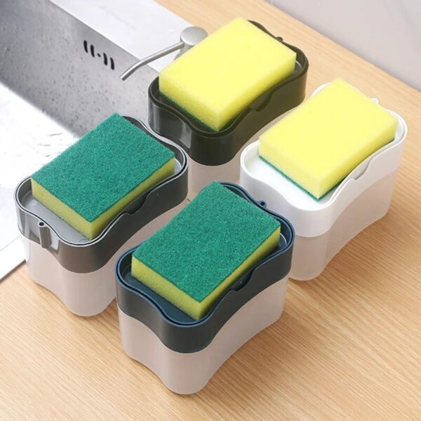2 in 1 Scrubbing Liquid Detergent Dispenser Press-Type Liquid Soap Box Pump Organizer Kitchen Tool Bathroom Supplies - Image 2