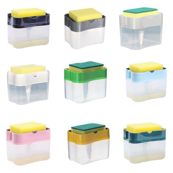 2 in 1 Scrubbing Liquid Detergent Dispenser Press-Type Liquid Soap Box Pump Organizer Kitchen Tool Bathroom Supplies - Image 6