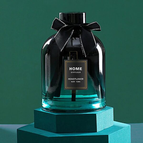 200ml empty glass diffuser bottle&Aromatherapy glass bottle include black alumite circle and plastic lids and label and bowknot - Image 5