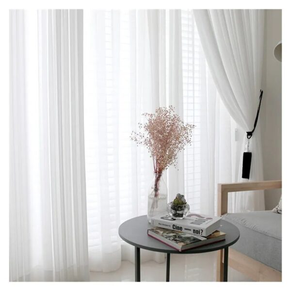 3 Colors Elegant Super Soft Beige Cream White Window Tulle Wave Curtains for Living Room Big Chiffon Sheer Voile Drapers Bedroom - Image 2