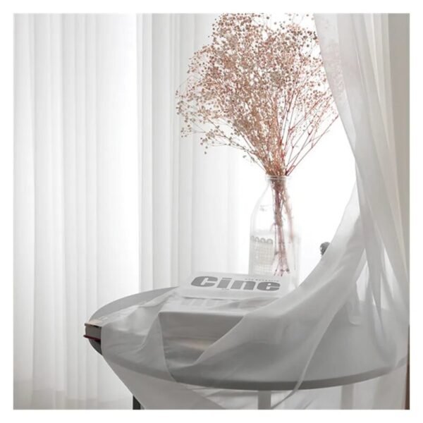 3 Colors Elegant Super Soft Beige Cream White Window Tulle Wave Curtains for Living Room Big Chiffon Sheer Voile Drapers Bedroom - Image 3