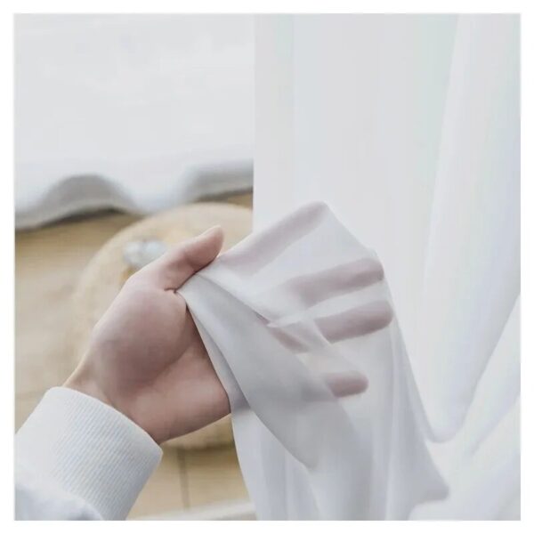3 Colors Elegant Super Soft Beige Cream White Window Tulle Wave Curtains for Living Room Big Chiffon Sheer Voile Drapers Bedroom - Image 4