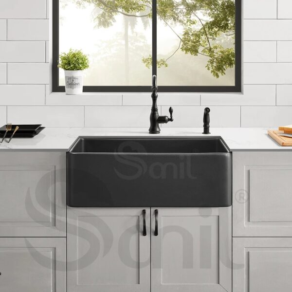 30"L X 18" W Black Matte Apron Front Fireclay Kitchen Sinks Farmhouse Style Single Bowl Kitchen Sinks farm house sink - Image 3