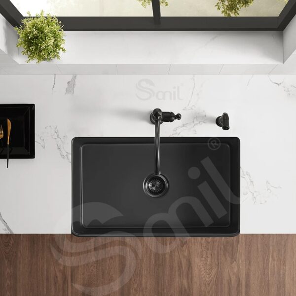 30"L X 18" W Black Matte Apron Front Fireclay Kitchen Sinks Farmhouse Style Single Bowl Kitchen Sinks farm house sink - Image 4