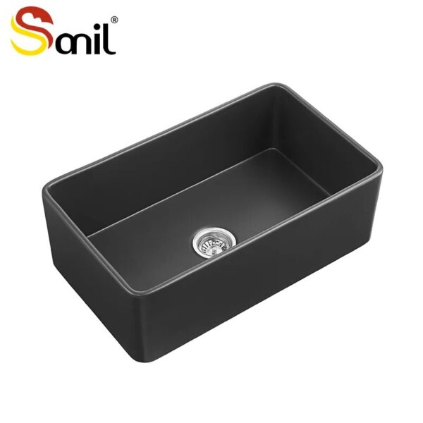 30"L X 18" W Black Matte Apron Front Fireclay Kitchen Sinks Farmhouse Style Single Bowl Kitchen Sinks farm house sink - Image 5