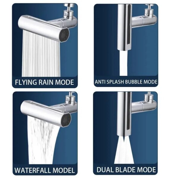 360°Rotating Faucet 4Modes Waterfall Faucet Faucets Extender Kitchen Sink Faucet Washbasin Faucet Bubbler Anti Splash Filter - Image 4