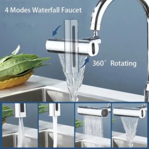 360°Rotating Faucet 4Modes Waterfall Faucet Faucets Extender Kitchen Sink Faucet Washbasin Faucet Bubbler Anti Splash Filter