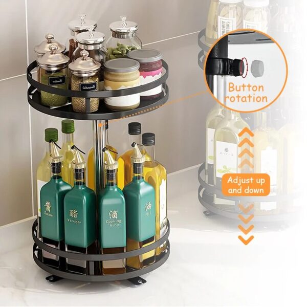 360°Rotation Spice Rack Organizer Jar Cans For Kitchen Accessories Non-Skid Carbon Steel Storage Tray For Seasonings And Spices - Image 3