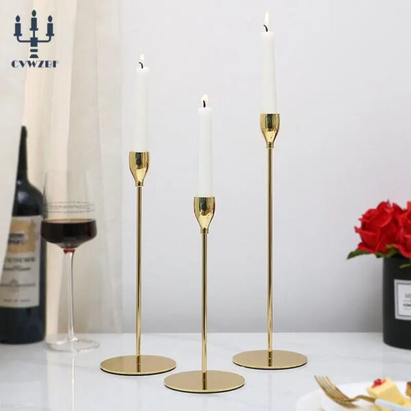 3Pcs/Set European style Metal Candle Holders Simple Golden Wedding Decoration Bar Party Living Room Decor Home Decor Candlestick - Image 3