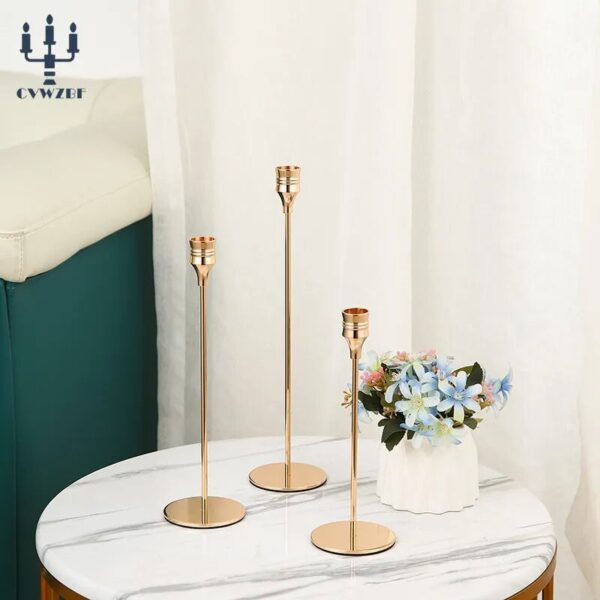 3Pcs/Set European style Metal Candle Holders Simple Golden Wedding Decoration Bar Party Living Room Decor Home Decor Candlestick - Image 4