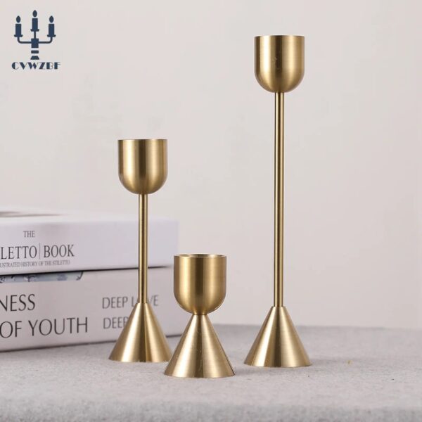 3Pcs/Set European style Metal Candle Holders Simple Golden Wedding Decoration Bar Party Living Room Decor Home Decor Candlestick - Image 6