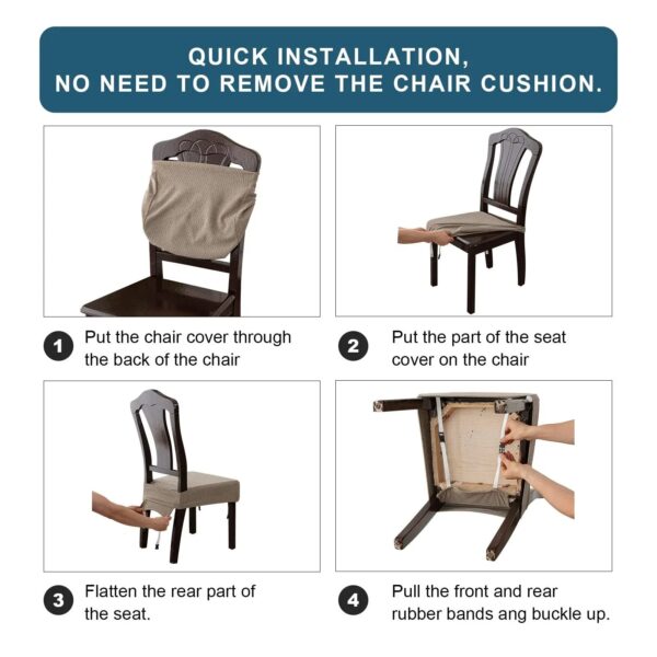 4/6PCS WaterProof Chair Seat Covers Chair Cover for Dining Room Kitchen Hotel Stretch Elastic Breathble Cushion Chair Protector - Image 5
