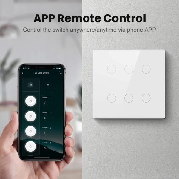 4x4 Brazil Tuya WiFi Smart Switch,AC 110-220V Touch Panel 4/6/8 Gang Light Switch,APP Control work with Alexa,Google Home - Image 2