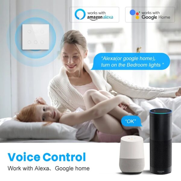 4x4 Brazil Tuya WiFi Smart Switch,AC 110-220V Touch Panel 4/6/8 Gang Light Switch,APP Control work with Alexa,Google Home - Image 3