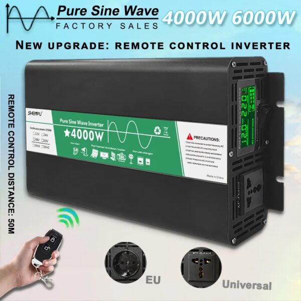 6000W Inverter 12V 220V 4000W 24V Dc To 220V Ac Pure Sine Wave Voltage Converter 12 220 Power Car Micro Inverter - Image 3