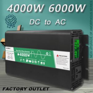 6000W Inverter 12V 220V 4000W 24V Dc To 220V Ac Pure Sine Wave Voltage Converter 12 220 Power Car Micro Inverter