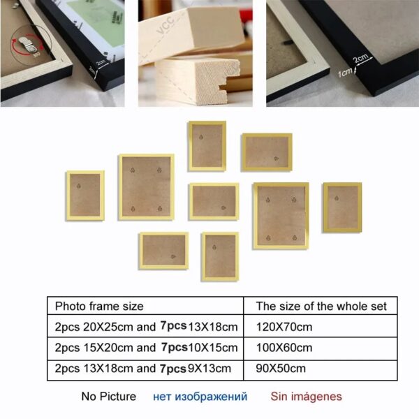 9Pcs/Set Natural Wood Picture Frames Wall Decor Photo Frame For Wall With Plexiglass Classic Wooden Frame For Wall Hanging - Image 3