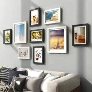 9Pcs/Set Natural Wood Picture Frames Wall Decor Photo Frame For Wall With Plexiglass Classic Wooden Frame For Wall Hanging