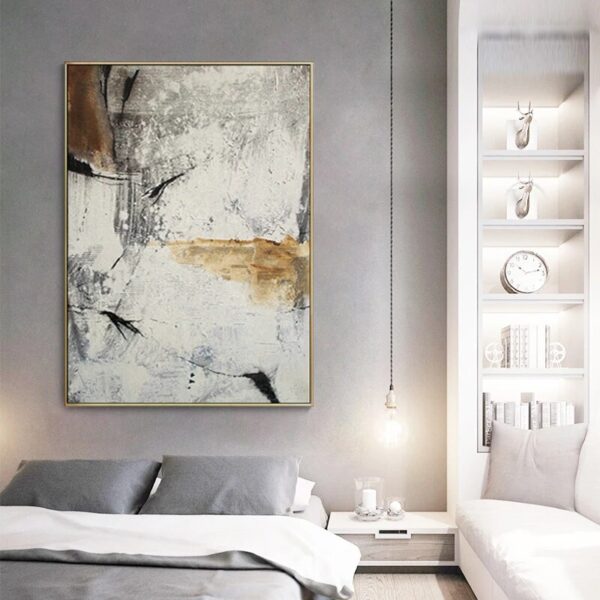 Abstract Gray White Golden Canvas Posters and Prints Cuadros Nordic Style Wall Art Paintings Pictures for Living Room Home Decor - Image 3