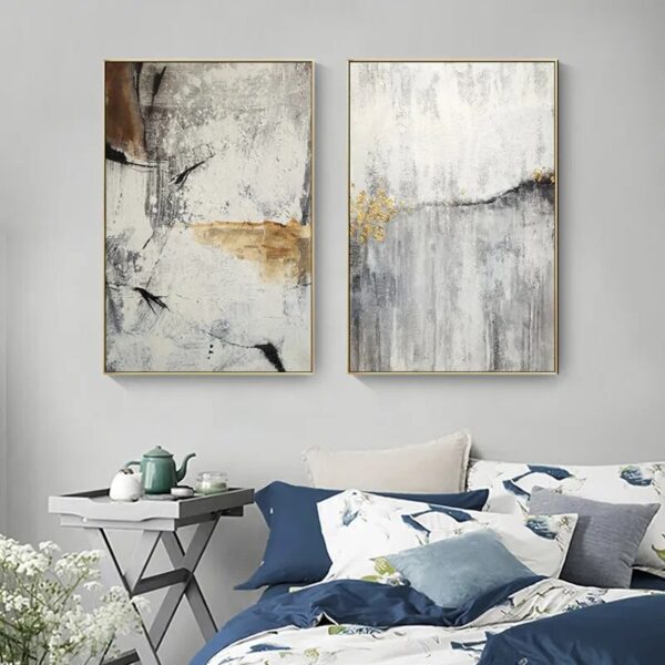 Abstract Gray White Golden Canvas Posters and Prints Cuadros Nordic Style Wall Art Paintings Pictures for Living Room Home Decor - Image 4