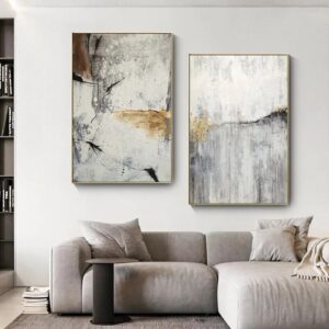 Abstract Gray White Golden Canvas Posters and Prints Cuadros Nordic Style Wall Art Paintings Pictures for Living Room Home Decor