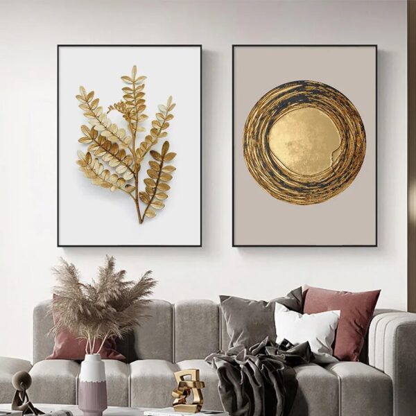 Abstract Leaves Matte Golden Vintage Posters Wall Art Canvas Painting Prints Pictures Modern Living Room Interior Home Decor - Image 4