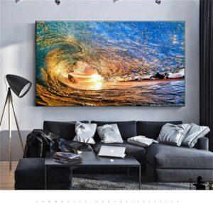 Abstract Surf Wave Ocean Sea Poster Landscape Wall Art Decorative Painting and Canvas Prints Picture For Room Home Decor Mural