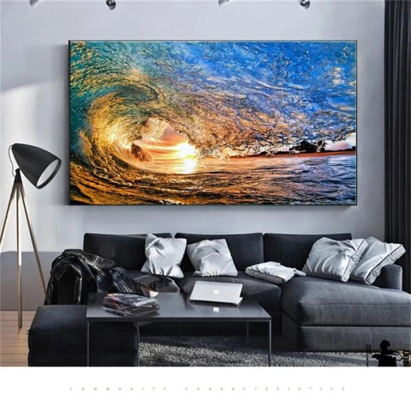 Abstract Surf Wave Ocean Sea Poster Landscape Wall Art Decorative Painting and Canvas Prints Picture For Room Home Decor Mural