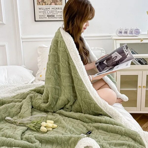 Autumn Winter Warm Blanket for Double Bed Thick Plush Soft Sofa Throw Blankets Comfortable Solid Color Coral Fleece Fabric Quilt - Image 4
