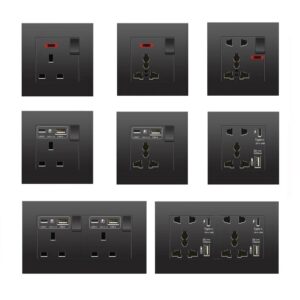 Black Project Use PC Modular UK Standard Single Twin Socket with USB 3.1A Fast Charge Type C USB