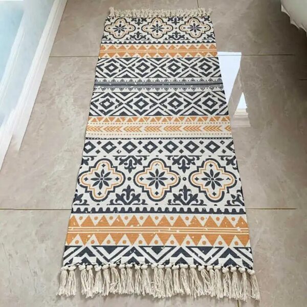 Bohemian Ethnic Style Floor Mat Bedroom Bedside Carpet Cotton Linen Sofa Foot Pad Tassels Area Rug - Image 2