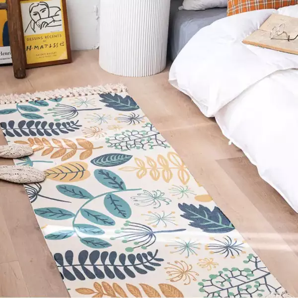 Bohemian Ethnic Style Floor Mat Bedroom Bedside Carpet Cotton Linen Sofa Foot Pad Tassels Area Rug - Image 5