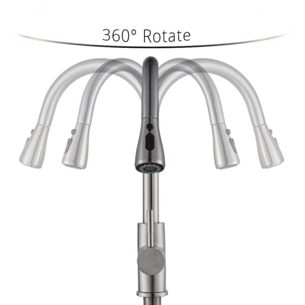 Brushed Nickel Kitchen Faucet Flexible Pull Out Nozzle Kitchen Sink Mixer Tap Stream Sprayer Head Deck Black Hot Cold Water Taps - Image 2