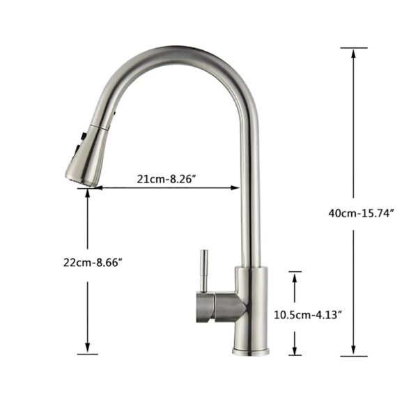 Brushed Nickel Kitchen Faucet Flexible Pull Out Nozzle Kitchen Sink Mixer Tap Stream Sprayer Head Deck Black Hot Cold Water Taps - Image 4