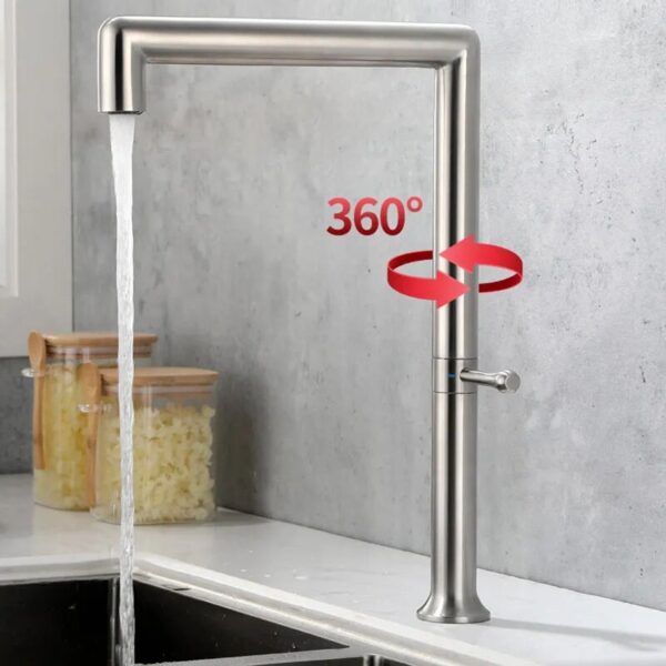 Brushed Stainless Steel Kitchen Sink Faucet White/Brushed Gold/Gunmetal/Rose Gold Kitchen Hot And Cold Mixer Rotatable Tap - Image 2