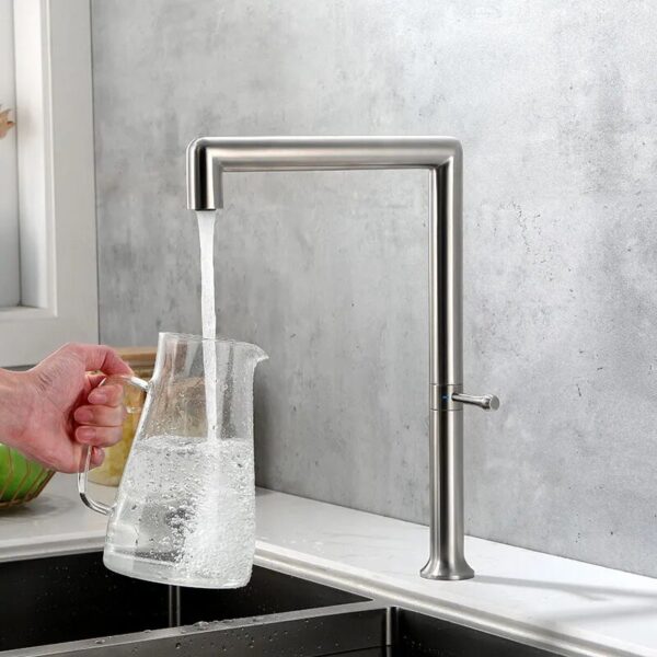Brushed Stainless Steel Kitchen Sink Faucet White/Brushed Gold/Gunmetal/Rose Gold Kitchen Hot And Cold Mixer Rotatable Tap - Image 4