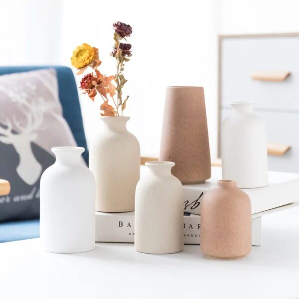 Ceramic Vases Simple Retro Frosted Ceramic Decoration Creative Nordic Home Decor Furnishings Retro Pastoral Flower Vase Crafts - Image 2