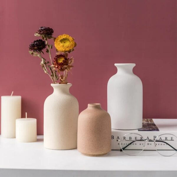 Ceramic Vases Simple Retro Frosted Ceramic Decoration Creative Nordic Home Decor Furnishings Retro Pastoral Flower Vase Crafts - Image 3