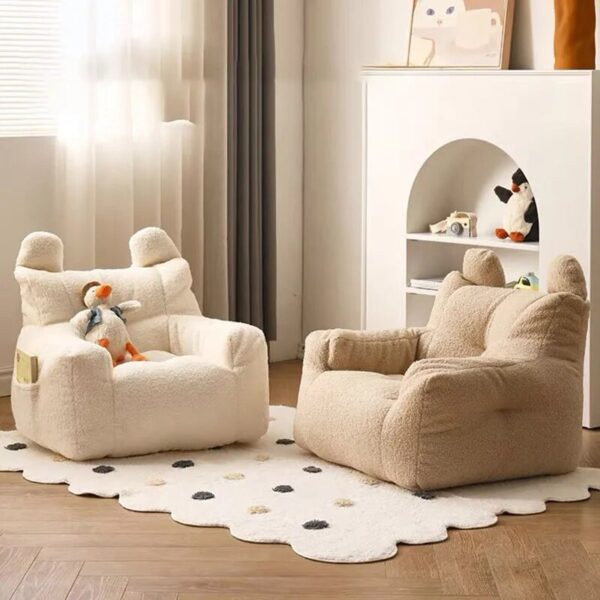 Children's Sofa Baby Reading Lazy Sofa Cotton and Linen Lamb's Wool Fabric Cute Small Sofa Chair Removable and Washable - Image 3