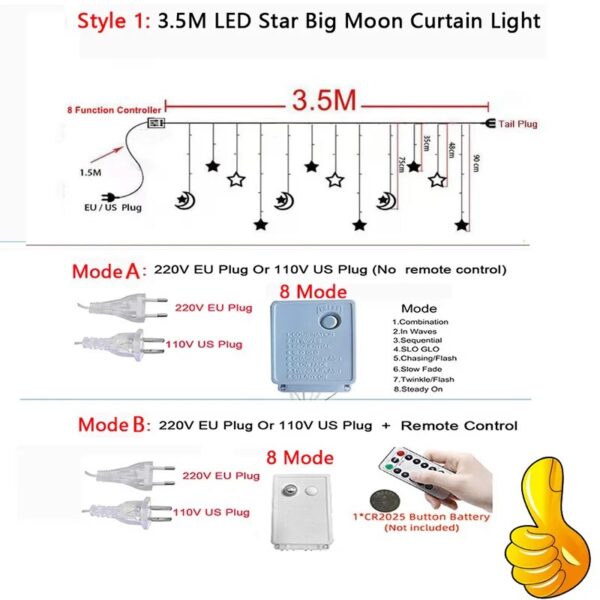Christmas Decor String Garland Curtain Light LED For Wedding Home Christmas Tree Ornament 2023 Navidad Xmas Gift 2024 New Year - Image 5