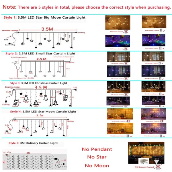 Christmas Decor String Garland Curtain Light LED For Wedding Home Christmas Tree Ornament 2023 Navidad Xmas Gift 2024 New Year - Image 6